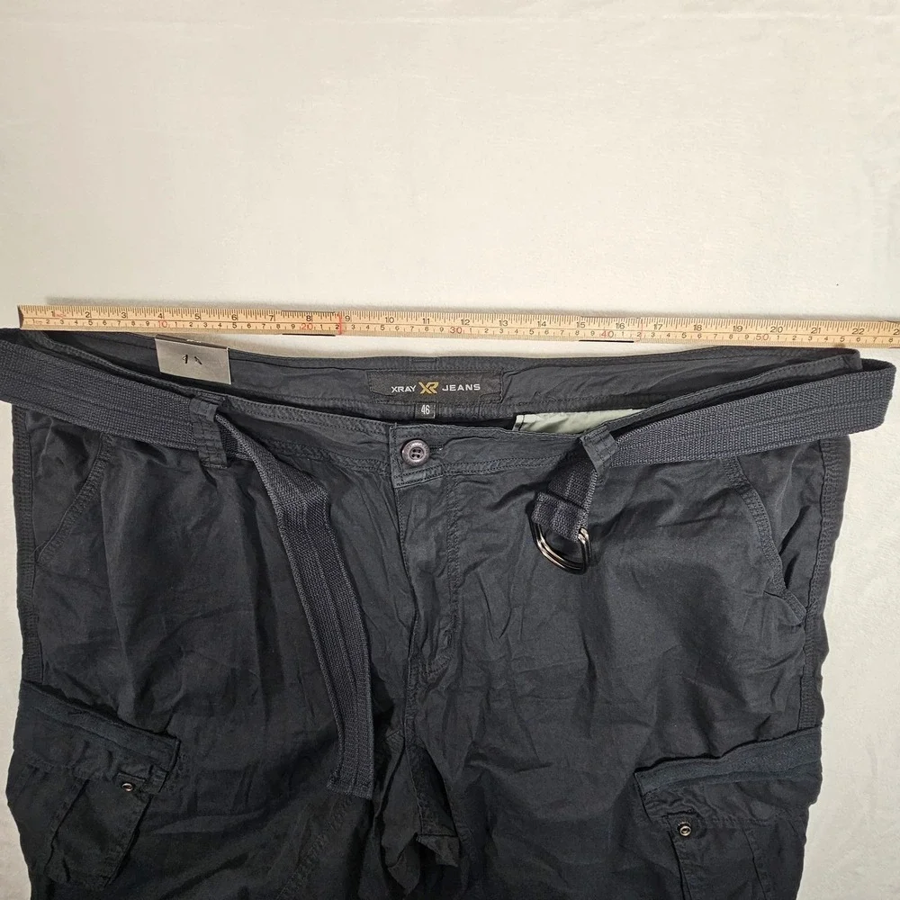XRAY JEANS Mens Navy Blue Cargo Shorts Belted‎ Knee Length Size 40